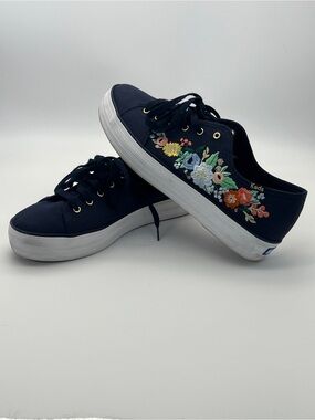 EUC! Keds Triple Kick Rifle Paper Company Sneakers Navy Size 9